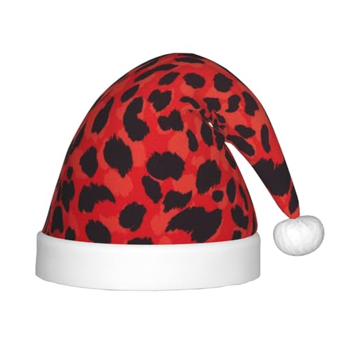 MLTRFGJ Weihnachtsmütze für Kinder mit rotem Leopardenmuster, geeignet für Urlaub und Partydekoration MLTRFGJ Weihnachtsmütze für Kinder mit rotem Leopardenmuster, geeignet für Urlaub und Partydekoration von MLTRFGJ
