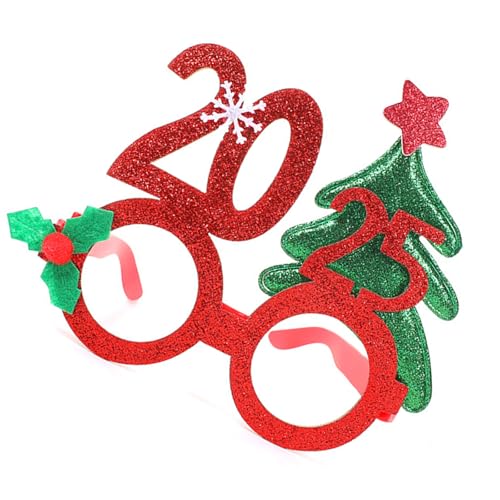 MLWSKERTY 2025 Brille Weihnachtsbrille Weihnachtsbrille Glitzer Urlaubsbrille Partybrille Für Erwachsene Kinder von MLWSKERTY