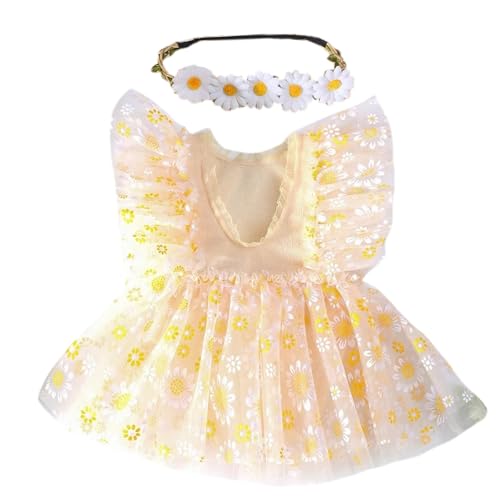 MLWSKERTY Ärmelloses Kleid Gänseblümchen Haarband Set Baby Fotoshooting Kostüm Foto Posieren Requisiten Neugeborenen Fotografie Anzug Zubehör von MLWSKERTY