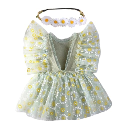 MLWSKERTY Ärmelloses Kleid Gänseblümchen Haarband Set Baby Fotoshooting Kostüm Foto Posieren Requisiten Neugeborenen Fotografie Anzug Zubehör von MLWSKERTY