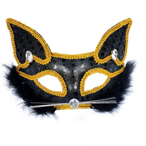 MLWSKERTY Füchse Maske Masquerade Maske Plüsch Tiermaske Dress Up Maske Katzen Maske Halbe Gesichtsmaske Für Carnivals Halloween Partys von MLWSKERTY