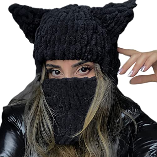 MLWSKERTY Gestrickte Frauen Winter Woolen Kappe Nette Cosplay Kostüm Für Teenager Erwachsene Größe Dame Kopfschmuck von MLWSKERTY