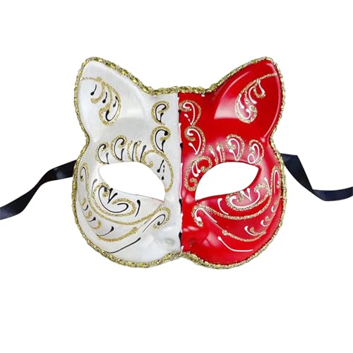 MLWSKERTY Halloween Cats Cosplay Maske Masquerade Cats Gesicht Maske Animal Cosplay Für Frauen Mann Maskerade Halloween Cosplay von MLWSKERTY