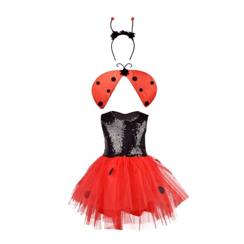 MLWSKERTY Kinderbirdflügel Kostüm Mit Stirnband Und Kleid Für Mädchen Weihnachten Geburtstag Halloween Lady Bird Kostümzubehör von MLWSKERTY