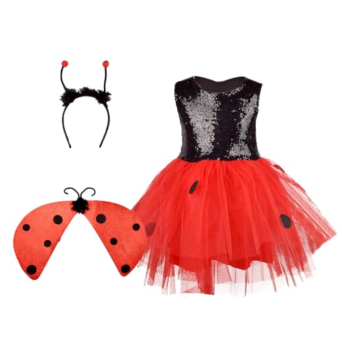 MLWSKERTY Kinderbirdflügel Kostüm Mit Stirnband Und Kleid Für Mädchen Weihnachten Geburtstag Halloween Lady Bird Kostümzubehör von MLWSKERTY