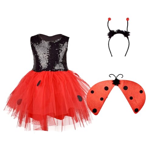 MLWSKERTY Kinderbirdflügel Kostüm Mit Stirnband Und Kleid Für Mädchen Weihnachten Geburtstag Halloween Lady Bird Kostümzubehör von MLWSKERTY