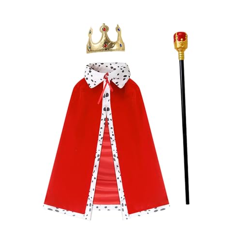 MLWSKERTY King Robe Kostüm Set König Umhang Kopfstück King Capes Halloween Cosplay Kostüm Für Kinder Teen Erwachsene Cosplay Rollenspiel von MLWSKERTY