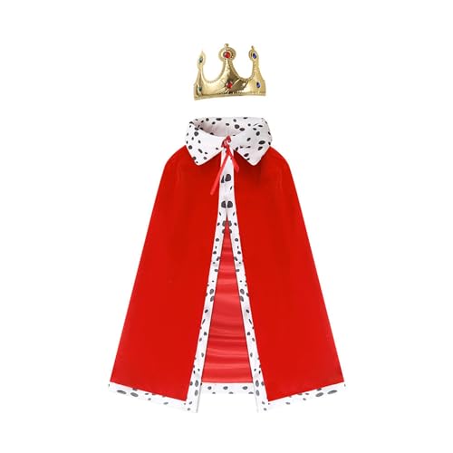 MLWSKERTY King Robe Kostüm Set König Umhang Kopfstück King Capes Halloween Cosplay Kostüm Für Kinder Teen Erwachsene Cosplay Rollenspiel von MLWSKERTY