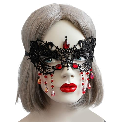 MLWSKERTY Maskerade Maske Spitzen Augenmaske Mit Harz Strasssteinen Halbe Gesichtsmaske Für Frauen Abschlussbälle Spitzen Augenmaske Für Maskerade von MLWSKERTY