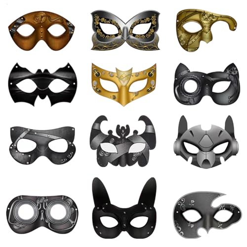 MLWSKERTY Masquerade Maske Lackierte Papiermade Maske Halbe Gesichtsmaske Cosplay Maske Für Halloween Carnivals Party Supplies von MLWSKERTY