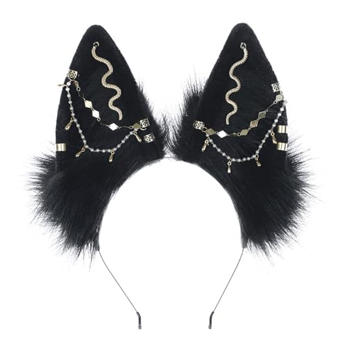 MLWSKERTY Plüsch-Füchs-Ohr-Stirnband mit Legierungsohr, Plüsch-Katzen-Stirnband für Anime-Themenversammlungen, Weihnachtsgeschenk für Mädchen von MLWSKERTY