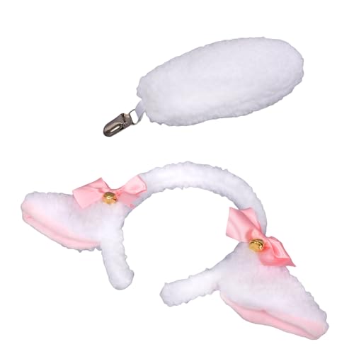 MLWSKERTY Schafkostüm Accessoires Schaf Ohr Ohrstirnband Plüsch Schwanz Für Kid Girl Cosplay Weihnachten Halloween Schafkostüm von MLWSKERTY