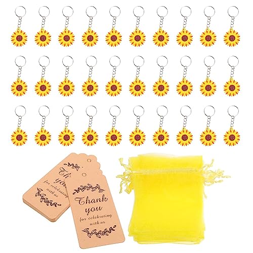 MLWSKERTY Sonnenblumen-Schlüsselanhänger, dekorativer Charm, Ornament, Handwerk, Haushalt für Babyparty, Party, Gastgeschenk, Zubehör, Dekorationsartikel von MLWSKERTY