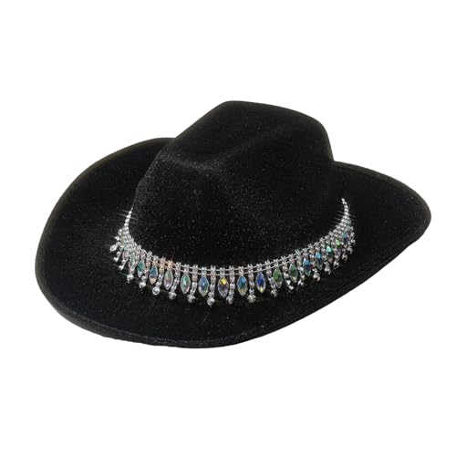 MLWSKERTY Stylish Western Hat Bühnenbühnenauftritte Kostüm Mit Strasspolyester Für Hochzeiten Und Festivals Party von MLWSKERTY