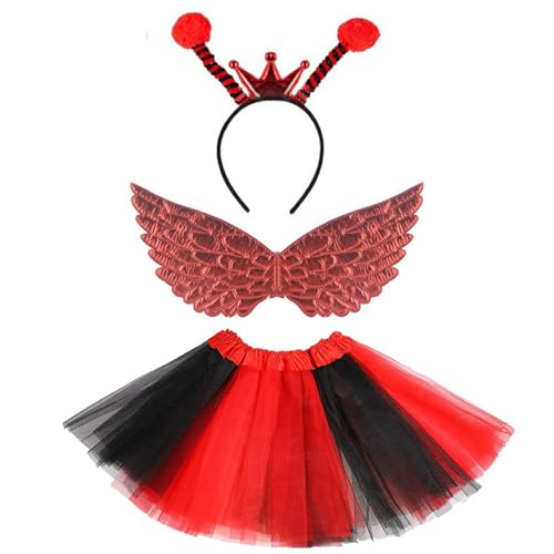 MLWSKERTY Traumartige Stirnbänder Tutus Fairy Wing Geburtstagsfeier Halloween Prinzessinnen Cosplays Liefern Bienen/Marienkeber Kostüm von MLWSKERTY