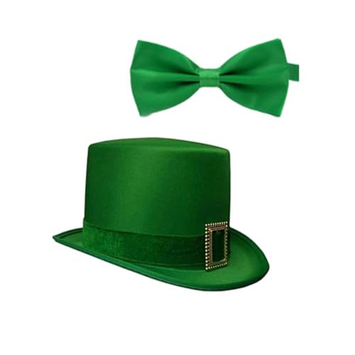 MLWSKERTY Unisex Green Cylinder Hat Bowtie Set Wide Border Kostümdekoration Für Partys Und Veranstaltung von MLWSKERTY