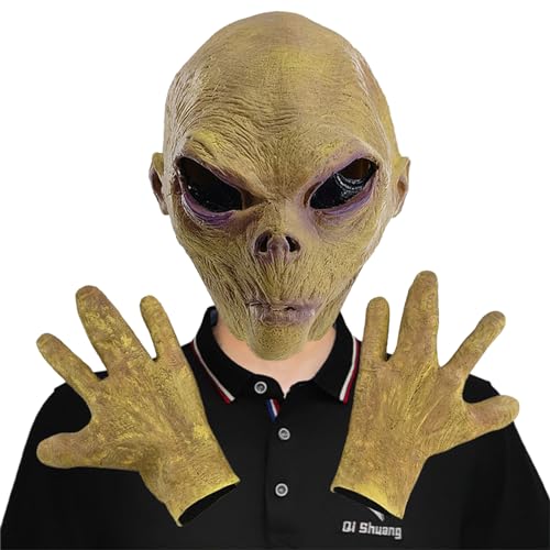 MLWSKERTY Vollgesichts Alien Erwachsene Halloween Alien Set Alien Cosplay Requisiten Halloween Party von MLWSKERTY