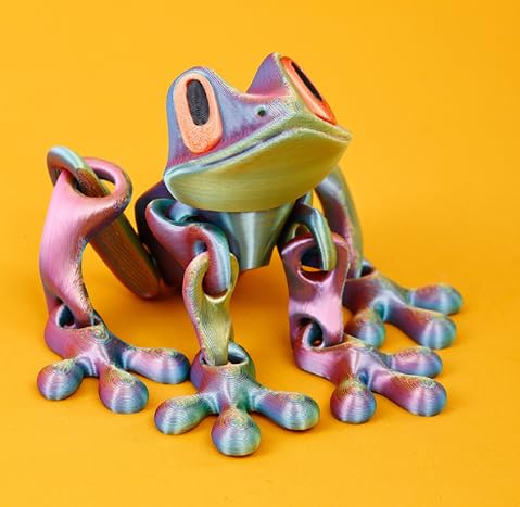 MLZTINGR 3D-Gedruckter Frosch | 20cm Magnetischer Frosches mit Beweglichen Gelenken | Rotierendes Schreibtischspielzeug Fidget Spielzeug (Bonbonfarben) von MLZTINGR