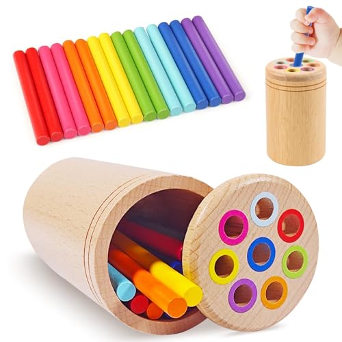 MLZTINGR Montessori Spielzeug ab 1 2 3 Jahr | Sensorik- & Motorikspielzeug für Kleinkinder | Lernspielzeug Holz Sortier- & Stapelspielzeug | Geschenk für 1-3 Jahre alte Kinder von MLZTINGR