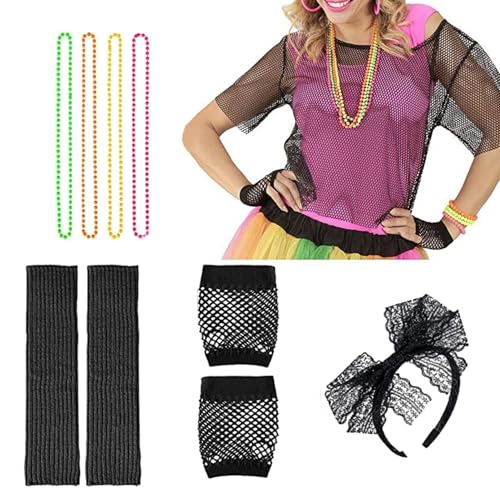 MLqkpwy 80er Jahre Kostüme für Mädchen, 80er Jahre Outfits für Mädchen der 80er Jahre, 1980er Jahre Accessoires Outfit – Set mit Handschuhen für Ballhalskette, Ballverkleidung, Zubehör MLqkpwy 80er Jahre Kostüme für Mädchen, 80er Jahre Outfits für Mädchen der 80er Jahre, 1980er Jahre Accessoires Outfit – Set mit Handschuhen für Ballhalskette, Ballverkleidung, Zubehör von MLqkpwy