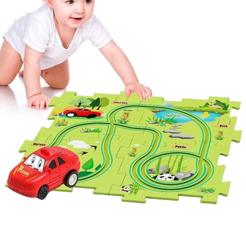 MLqkpwy Autoschienenset,Kinderautoschiene - Rennbahn-Spielzeug - Vorschulpädagogische Autospielzeugspiele, Lernspielzeug für Kinder, Rennstrecken für Kleinkinder ab 3 Jahren von MLqkpwy