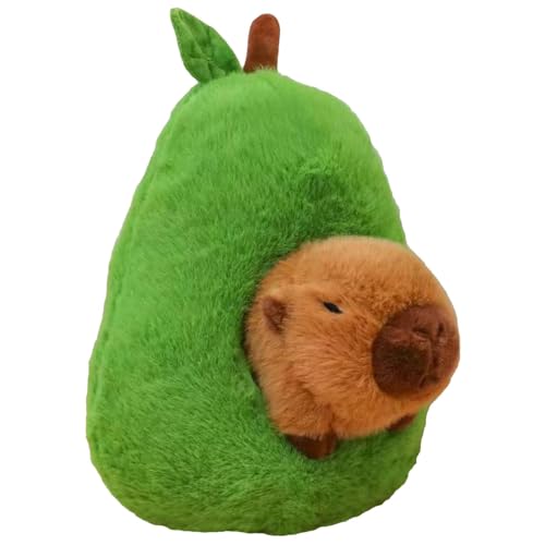 MLqkpwy Avocado Capybara, Capybara Plüsch - Weiches Avocado Capybara Süßes Puppenspielzeug | Gefüllte Avocado-Capybara-Puppe, Capybara-Kissen für Kinder und Erwachsene von MLqkpwy
