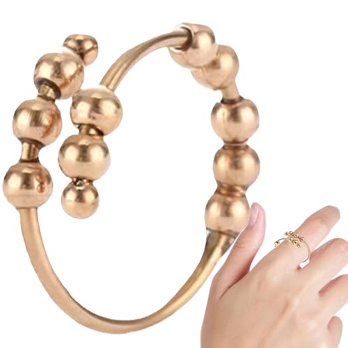 MLqkpwy Fidget Bead Ring, Damen Spinner Ring | Entspannender Ringschmuck, Verstellbarer Spinner,Einfacher Modeschmuck mit Perlen und Flexibler Passform, bequem für Verabredungen und Zusammenkünfte von MLqkpwy