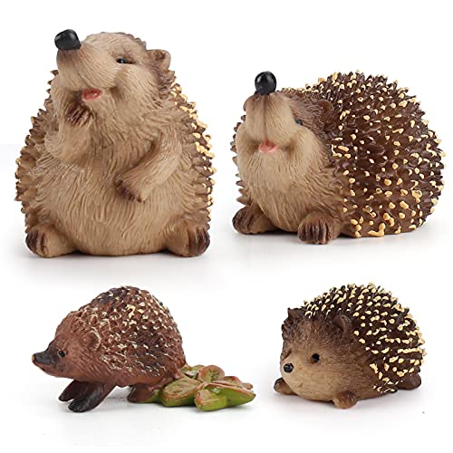 MLqkpwy Garten Igel Deko Gartenfiguren - 4 Igel Figur HerbstDeko, Igel Ornament Spielset, Igel Figuren Gartentiere Figuren, Wetterfest Gartentiere Figuren Gartenfigur Tierfigur, Hedgehog Figur von MLqkpwy