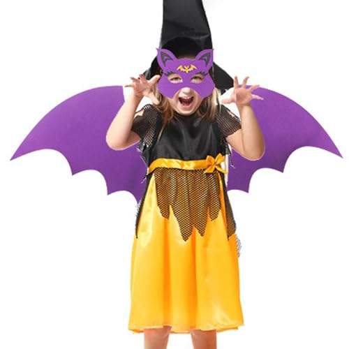 MLqkpwy Halloween-Fledermausflügel für Kinder,Halloween-Fledermausflügel, Fledermausaugen-Maske, Halloween-Fledermausflügel, Fledermausmaske, Cosplay-Kostüm-Set, Halloween Requisiten Cosplay Party von MLqkpwy