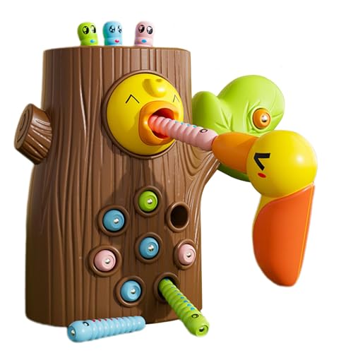 MLqkpwy Magnetisches Vogelspielzeug Für Kinder Ab 2 Jahren, Specht Fütterungsspielzeug, Vögel Fangen Insektenspielzeug, MontessoriSensorikspielzeug, Magnetisches MontessoriSpielzeug von MLqkpwy