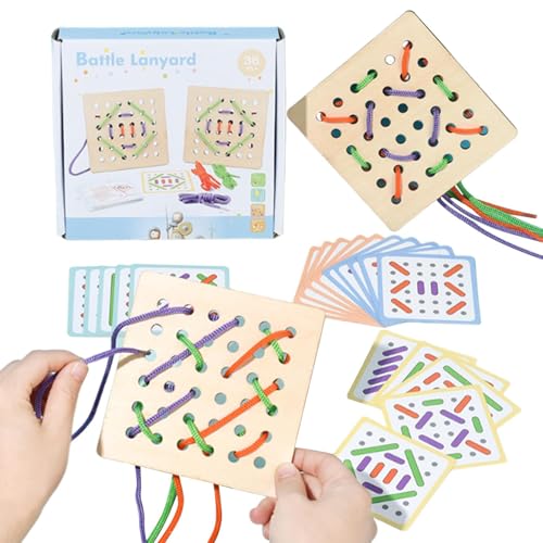 MLqkpwy Schnürspielzeug,Schnürspielzeug für Kleinkinder, String Toys Holzpädagogische Schnürkarten, Ruhige Zeitspielzeuge, Kleinkindaktivitäten für Eltern-Kind-Interaktion, frühes Lernen, 3+ Jahre, von MLqkpwy