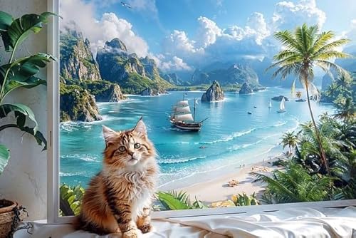 Cat Island Illustrations, 1000-teiliges Puzzle-Set, wunderschön illustrierte Puzzles, lehrreiche und unterhaltsame Puzzles, lustige Puzzles, kreative Festivals von MMACPUZZLE