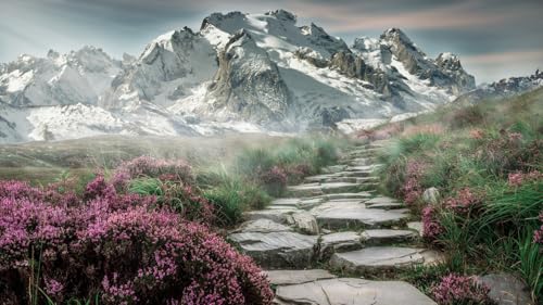 Die Spitze der schneebedeckten Berge, die ruhige Schönheit, 300-teiliges Puzzle, geeignet für Schul- und Familienpuzzles, geeignet für Puzzleliebhaber mit, wunderschön illustrierte von MMACPUZZLE