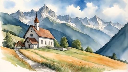 Kirche am Fuße des Berges, 10000-teiliges Puzzle, anspruchsvolles Puzzle für Erwachsene, Familienspiel-Puzzle, Familienspaß-Puzzle für die Schule, großes Puzzle zum Stressabbau von MMACPUZZLE