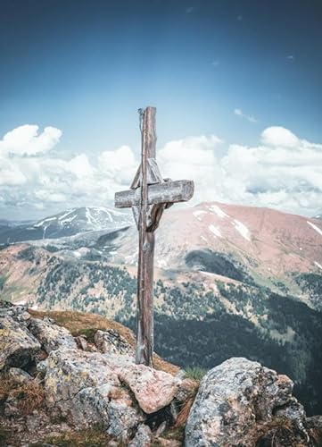 Kreuz auf dem Berggipfel – 10000-teiliges Holzpuzzle – wunderschön illustriert, dickes und stabiles Puzzle, kreativ von MMACPUZZLE