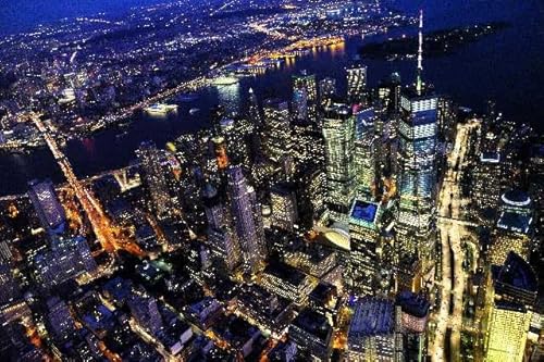 Nachtansicht der Stadt, Lichter. 10000-teiliges Städtebau-Puzzle, lustiges Holzpuzzle für Erwachsene von MMACPUZZLE