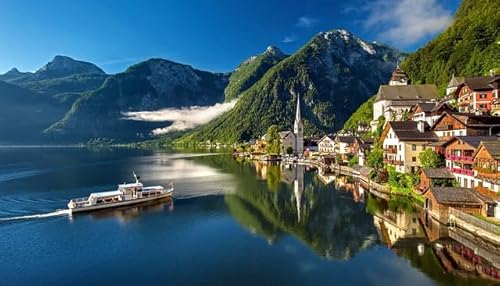 „Quiet Lakeside Town“, 1000-teiliges Puzzle, Familienspiel-Puzzle, anspruchsvolles Puzzle für Erwachsene, geeignet für die Schule, Familienspaß-Puzzle, großes Puzzle zum Stressabbau von MMACPUZZLE