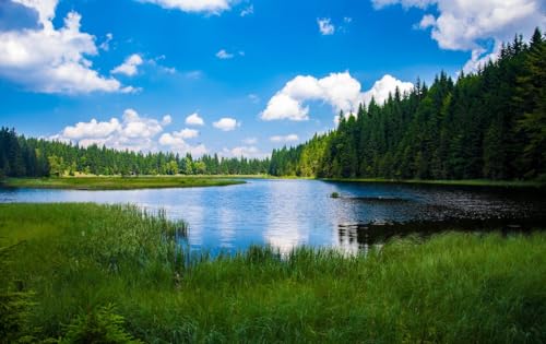 See am Fuße des Berges unter blauem Himmel – 12000-teiliges Holzpuzzle – Puzzle perfekt als Familienspiel-Sammlungsgeschenk von MMACPUZZLE