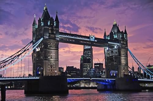 Tower Bridge in der Abenddämmerung, 1500-teiliges Puzzle, Kunstpuzzle, Heimpuzzle, Heimdekoration, Heimzimmer-Bürodekoration, die befriedigendsten von MMACPUZZLE