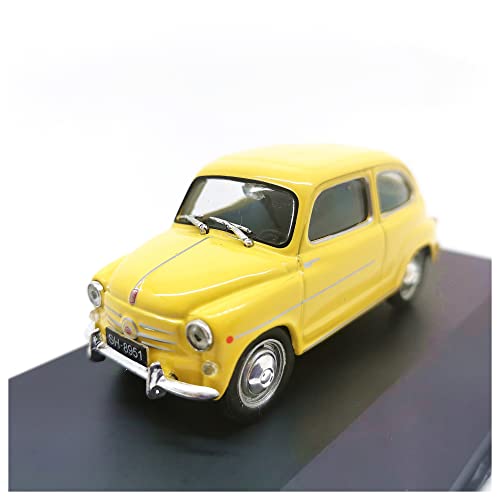 MMMMWJWJ Legierung Umweltschutz 1:43 Für FIAT 600D Gelb Legierung Modell Simulation Fahrzeuge Erwachsene Sammlung Szene Dekoration Metalldruckguss von MMMMWJWJ