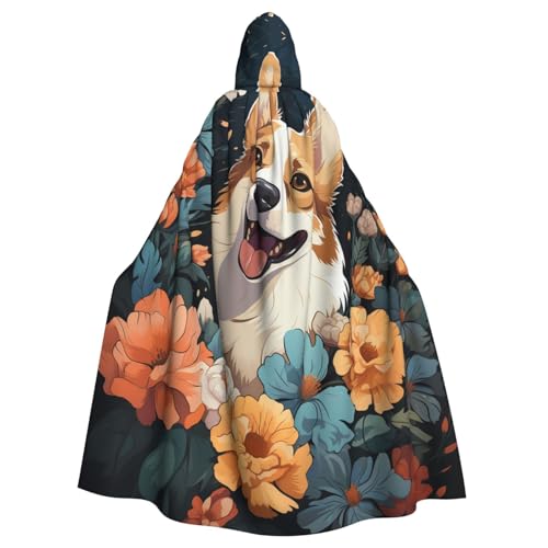 MMSJSBVY Corgi Muster Kapuzenumhänge, Unisex Roben Capes Halloween Weihnachten Rollenspiel Kostüme Themenpartys und Comic-Konventionen von MMSJSBVY