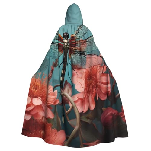 MMSJSBVY Dragonfly On The Flower Hooded Capes, Unisex Robes Capes Halloween Christmas Role Play Costumes Themed Parties And Comic Conventions von MMSJSBVY