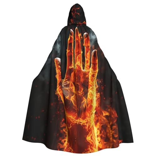 MMSJSBVY Fire Flame Hand-Kapuzenumhang, Unisex, Umhang für Halloween, Weihnachten, Rollenspiele, Kostüme, Themenpartys und Comic-Konventionen von MMSJSBVY