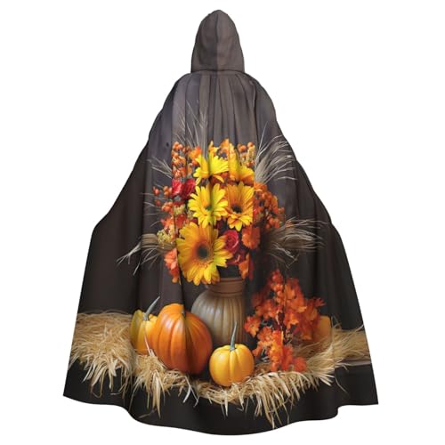 MMSJSBVY Herbstblumen Heuhaufen Kürbis Kapuzenumhang Unisex Robe Capes Halloween Weihnachten Rollenspiel Kostüme Themenpartys und Comic-Konventionen von MMSJSBVY