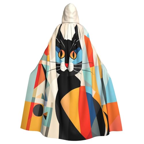 MMSJSBVY Mid-Century Moderne Kunst Katze Kapuzenumhang Unisex Robe Capes Halloween Weihnachten Rollenspiel Kostüme Themenpartys und Comic-Konventionen von MMSJSBVY