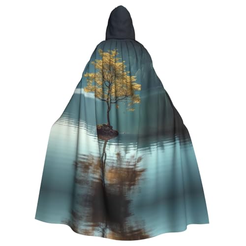 MMSJSBVY Peaceful Lake And A Tree Hooded Capes, Unisex Robes Capes Halloween Christmas Role Play Costumes Themed Parties And Comic Conventions von MMSJSBVY