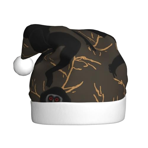 MMSJSBVY Schwarze Gibbon-Affen-Weihnachtsmütze, Weihnachtsmannmütze, Unisex-Mütze, Neujahrsfeiertags-Partyzubehör von MMSJSBVY