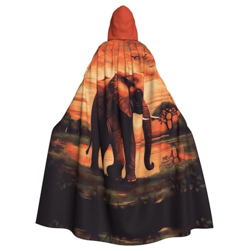 MMSJSBVY Sonnenuntergang Elefant Kapuzenumhang Unisex Robe Capes Halloween Weihnachten Rollenspiel Kostüme Themenpartys und Comic-Konventionen von MMSJSBVY