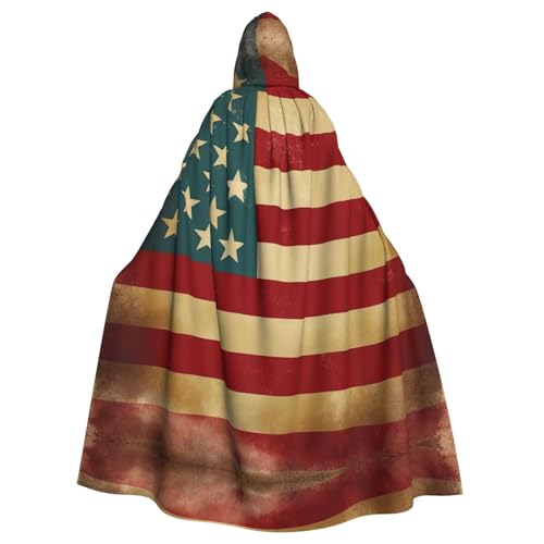 MMSJSBVY Vintage Amerikanische Flagge 4. Juli USA Kapuzenumhang Unisex Robe Capes Halloween Weihnachten Rollenspiel Kostüme Themenpartys und Comic-Konventionen von MMSJSBVY