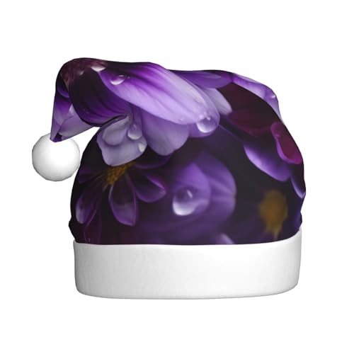 MMSJSBVY Violette Blumen-Weihnachtsmütze, Weihnachtsmannmütze, Unisex-Mütze, Neujahrsfeiertags-Partyzubehör von MMSJSBVY